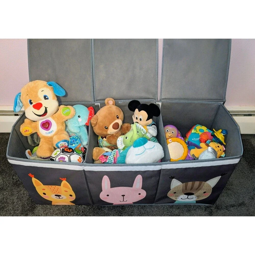 Softowl Collapsible Toy Chest Storage Box Gray Animals Extra Large 37
